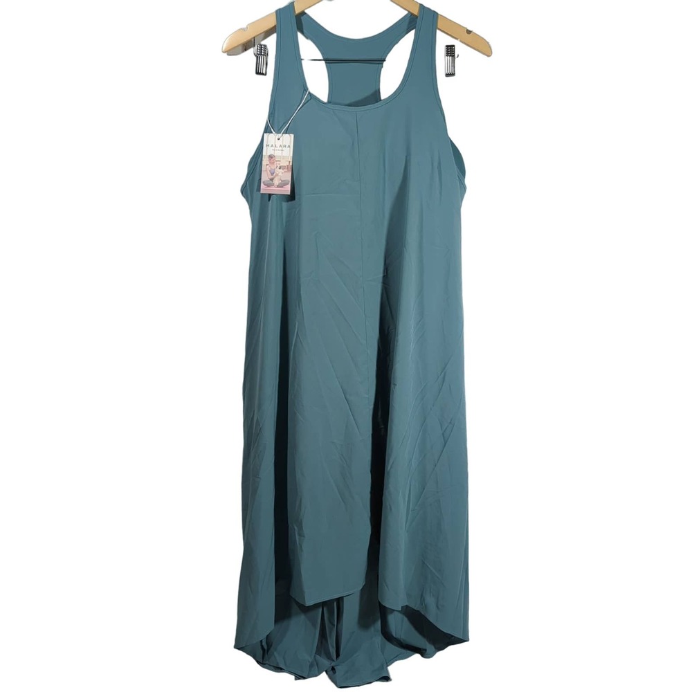 Halara Breezeful Racerback Side Pocket High Low Flowy Midi Casual Dress L NWT